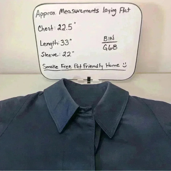 Vintage Navy Blue Brem Rainwear Button Up Jacket with pockets Size 12 Petite - Picture 12 of 12